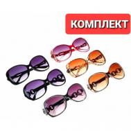 Солнцезащитные очки , кошачий глаз, оправа: пластик, с защитой от УФ, для женщин, коричневый Galante