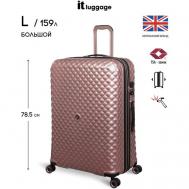 Чемодан , поликарбонат, опорные ножки на боковой стенке, износостойкий, увеличение объема, жесткое дно, 159 л, размер L+, розовый IT Luggage