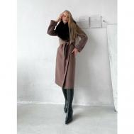 Пальто-реглан  зимнее, оверсайз, удлиненное, размер 48, коричневый Weshalka