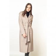Пальто-халат   демисезонное, шерсть, силуэт прямой, удлиненное, размер 40-42/170, серый, бежевый Margo