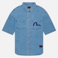 Рубашка , размер XXL, голубой Evisu