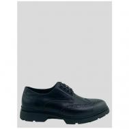 Туфли оксфорды мужские из натуральной кожи с несквозной перфорацией на толстой подошве с невысоким квадратным каблуком (4781) Цвет: Черный ROMITAN