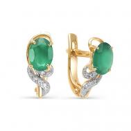 Серьги Ореол, золото, 585 проба, гранат, бесцветный, зеленый Aureol jewelry