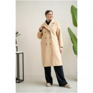 Пальто   демисезонное, силуэт прямой, удлиненное, размер 56, коричневый Modress