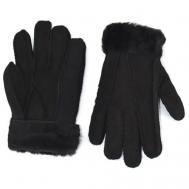 Перчатки мужские  кожаные цвет черный мех черный размер XL Happy gloves