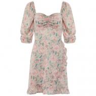 Платье с запахом , повседневное, полуприлегающее, мини, размер 40, розовый Jane B Studio