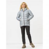 куртка   зимняя, средней длины, внутренний карман, несъемный капюшон, манжеты, размер 44 (50RU), серебряный Avi