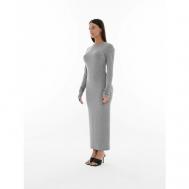 Платье-лапша , вискоза, прилегающее, миди, размер XS, серый Moysha