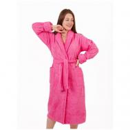 Халат  средней длины, длинный рукав, пояс, карманы, размер 44-46, розовый BIO-TEXTILES