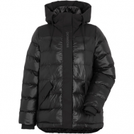 куртка   зимняя, средней длины, оверсайз, ветрозащитная, манжеты, капюшон, стеганая, карманы, размер 36, черный DIDRIKSONS
