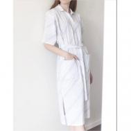 Платье-рубашка , хлопок, повседневное, классическое, до колена, размер 42, белый Shlitza