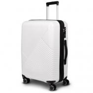 Умный чемодан , полипропилен, увеличение объема, водонепроницаемый, рифленая поверхность, ребра жесткости, 100 л, размер L, белый Impreza