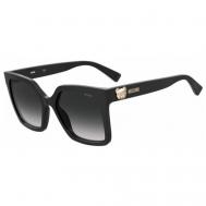 Солнцезащитные очки , квадратные, оправа: пластик, с защитой от УФ, для женщин, черный Moschino