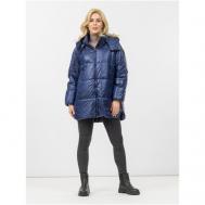 куртка   зимняя, средней длины, силуэт свободный, грязеотталкивающая, водонепроницаемая, подкладка, съемный капюшон, манжеты, размер 50 (56RU), синий Avi
