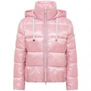 куртка  , демисезон/зима, средней длины, силуэт прямой, стеганая, капюшон, карманы, размер 38, розовый Frieda & Freddies