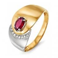 Кольцо Del'ta, красное, комбинированное золото, 585 проба, рубин, бриллиант, размер 17.5 Delta
