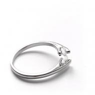 Кольцо , циркон, размер 15, белый, серебряный NONAME