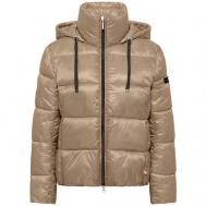 куртка  , демисезон/зима, средней длины, силуэт прямой, стеганая, капюшон, карманы, размер 34, бежевый Frieda & Freddies