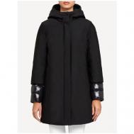 Куртка  , демисезон/зима, удлиненная, силуэт прямой, капюшон, размер 44, черный Geox
