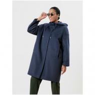 Пальто-кокон   зимнее, силуэт прямой, средней длины, размер 44/170, синий Pompa