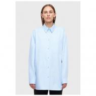 Рубашка  , классический стиль, прямой силуэт, длинный рукав, однотонная, размер XS (42), голубой Studio 29