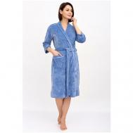 Халат  средней длины, укороченный рукав, пояс, карманы, размер 50, синий Lika Dress