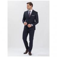 Костюм , пиджак и брюки, классический стиль, полуприлегающий силуэт, подкладка, однобортная, карманы, размер 188-56, синий Marc de Cler
