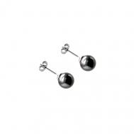 Серьги пусеты , жемчуг Swarovski синтетический, черный, серебряный Rhona jewelry store