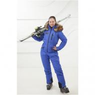 Комбинезон  для сноубординга, зимний, силуэт прямой, карманы, капюшон, мембранный, размер 46-170, синий SUNENERGY+