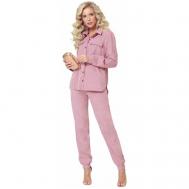 Костюм , рубашка и брюки, повседневный стиль, прямой силуэт, карманы, размер 56, розовый DSTrend