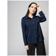 Блуза  , нарядный стиль, полуприлегающий силуэт, длинный рукав, однотонная, размер 48, белый, синий Disorelle