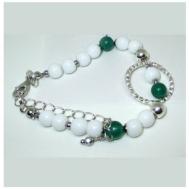 Браслет-цепочка , гематит, нефрит, агат, размер 18 см., размер L, зеленый, белый AV Jewelry