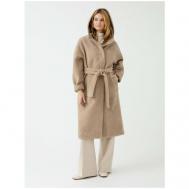 Пальто-кокон   зимнее, силуэт прямой, удлиненное, размер 46/170, бежевый Pompa