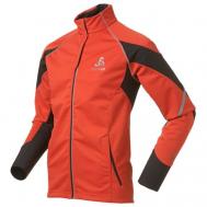 Куртка , средней длины, силуэт прилегающий, светоотражающие элементы, без капюшона, карманы, ветрозащитная, водонепроницаемая, размер S, красный, черный Odlo