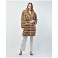 Пальто , соболь, силуэт свободный, карманы, размер 46, коричневый Desiato
