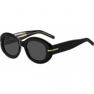 Солнцезащитные очки BOSS, овальные, оправа: пластик, с защитой от УФ, для женщин, черный Hugo Boss