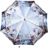 Зонт-трость , полуавтомат, купол 106 см., 8 спиц, система «антиветер», для женщин, серебряный, серый Zest