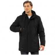 куртка , демисезон/зима, силуэт прямой, подкладка, внутренний карман, карманы, капюшон, несъемный капюшон, размер 54, черный NortFolk