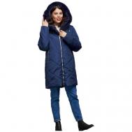 куртка   зимняя, средней длины, силуэт прямой, утепленная, размер 42(52RU), синий MFIN