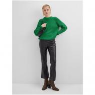 Джемпер , длинный рукав, оверсайз, крупная вязка, без карманов, трикотаж, размер 40-46, зеленый Kivi Clothing