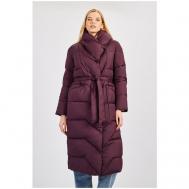 Куртка  , демисезон/зима, удлиненная, силуэт прямой, без капюшона, пояс/ремень, карманы, вентиляция, водонепроницаемая, ветрозащитная, размер 42, фиолетовый Baon