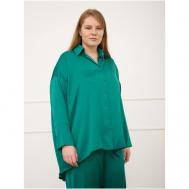Рубашка  , повседневный стиль, оверсайз, длинный рукав, без карманов, размер onesize, зеленый Shlaffy
