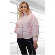 куртка   демисезонная, удлиненная, силуэт свободный, размер 46, розовый BGT