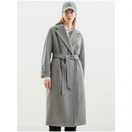 Пальто-кокон   демисезонное, демисезон/зима, шерсть, силуэт прямой, удлиненное, размер 48/170, серый Pompa