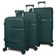 Комплект чемоданов  Happy, 3 шт., 100 л, размер L, зеленый Impreza