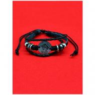 Плетеный браслет , металл, размер one size, серый, черный ОптимаБизнес