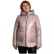 куртка  демисезонная, средней длины, силуэт прямой, ветрозащитная, стеганая, утепленная, размер 48, розовый Pingeon