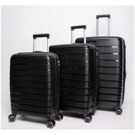 Умный чемодан , 3 шт., 120 л, размер M, черный Impreza
