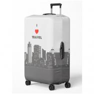 Чехол для чемодана , текстиль, водонепроницаемый, размер M, белый, серый CVT
