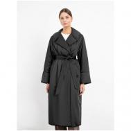 Пальто-кокон   демисезонное, силуэт прямой, удлиненное, размер 46/170, черный Pompa